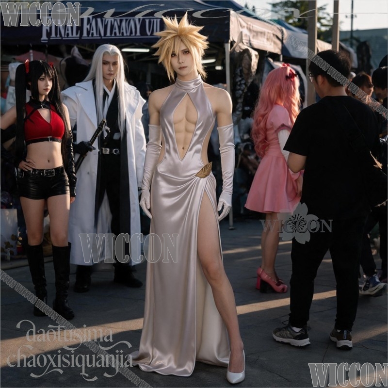FF7 コスプレ クラウド ハイスリット ウェディングドレス - Evening Gown のレビューと価格