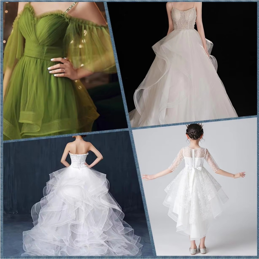 アソートカラーのストレッチ馬毛クリノリンブレードメッシュトリ - Lace Dress のレビューと価格