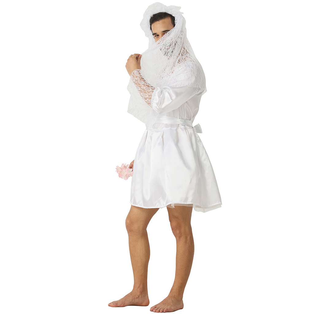 男性用面白花嫁コスチューム、男性用女装ウェディングドレス（ベ - Wedding Dress のレビューと価格