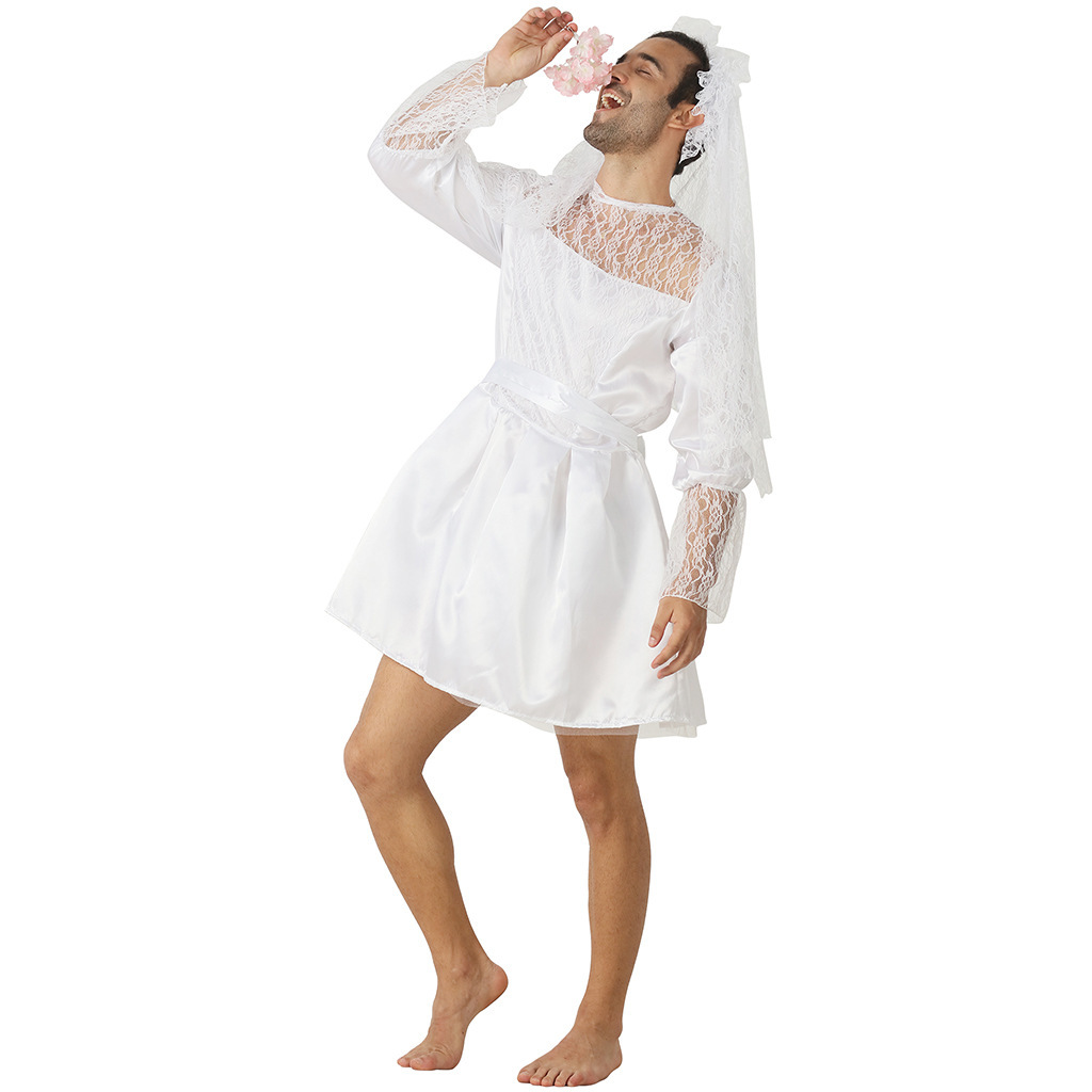 男性用面白花嫁コスチューム、男性用女装ウェディングドレス（ベ - Wedding Dress のレビューと価格