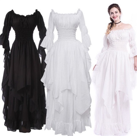中世風ドレス、レトロなオフショルダーのロングドレス、豪華なレ - Lace Dress のレビューと価格