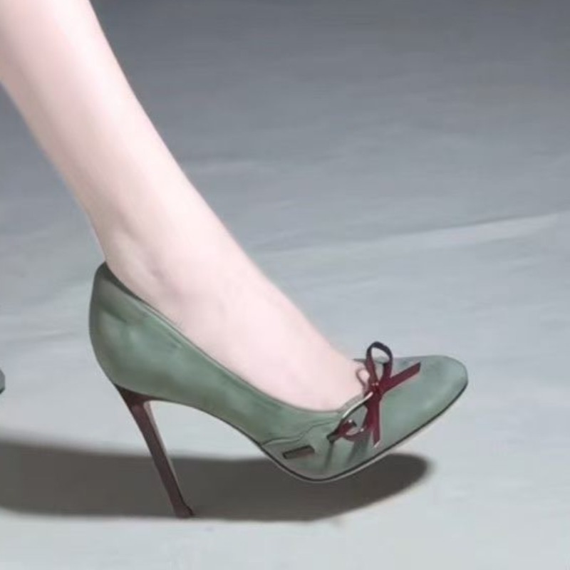 気質抜群のハイヒール、ラウンドトゥ、浅履きスエード、蝶結び、 - Womens Heels のレビューと価格