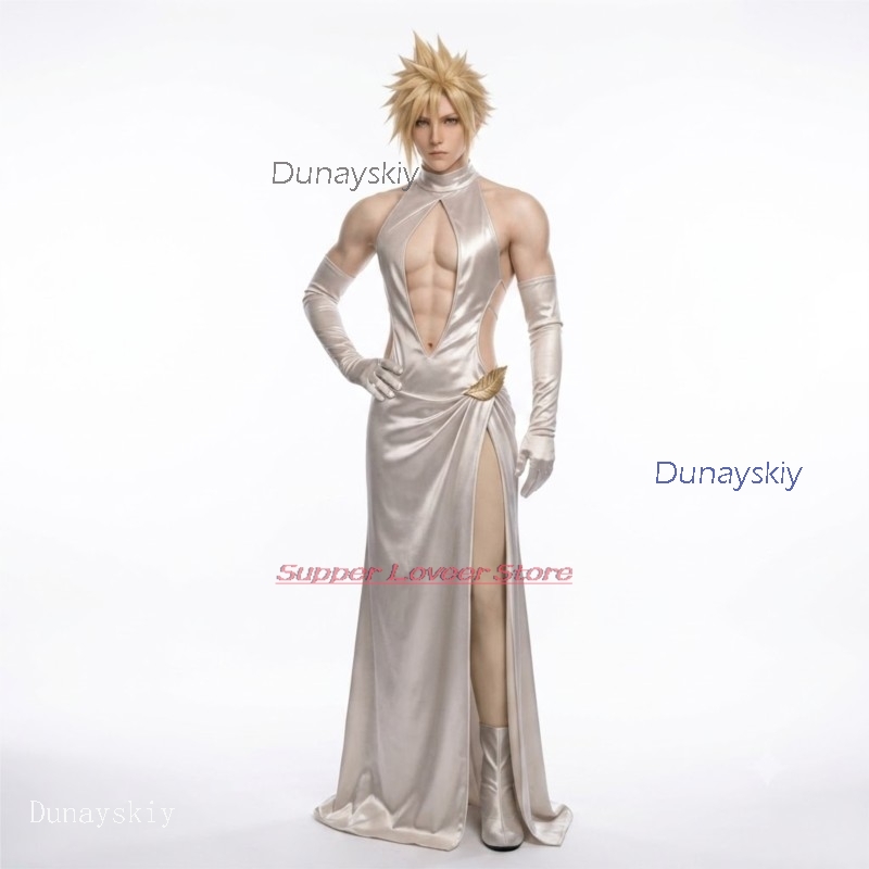 アニメコスプレハロウィン衣装ゲーム FF7 コスプレクラウド - Evening Gown のレビューと価格