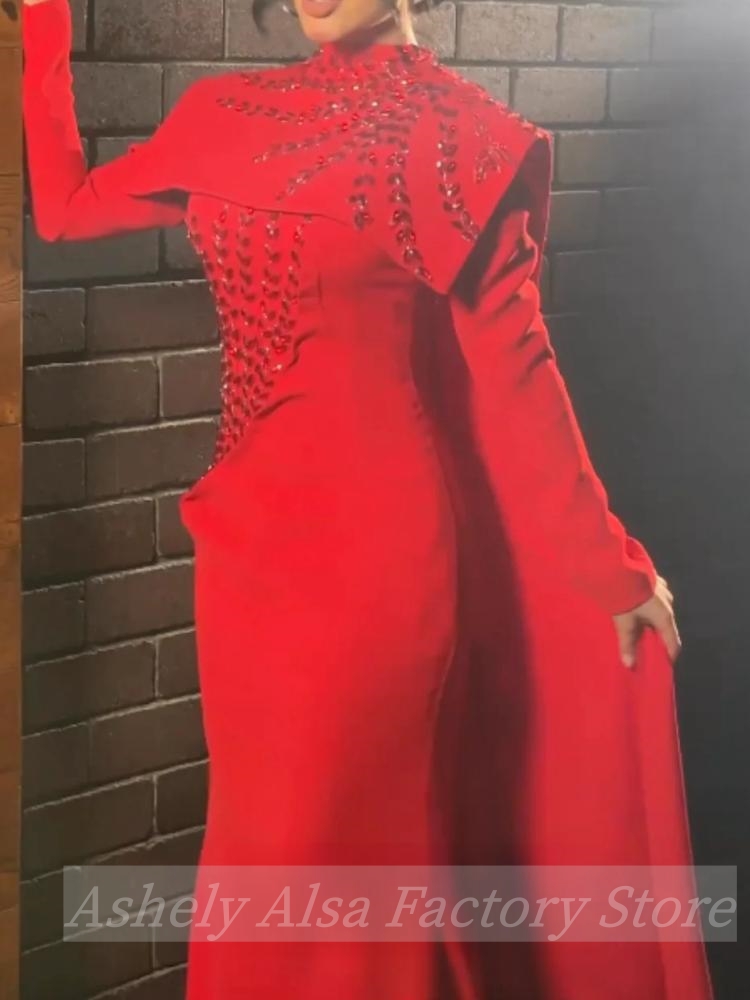 カスタマイズされたサウジアラビアのイスラム教徒の赤い長袖イブ - Women'S Red Formal Wear のレビューと価格
