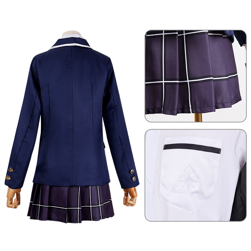 アニメ風のネイビーの制服風ブレザー、チェック柄スカート、スカ - Womens Blazer のレビューと価格